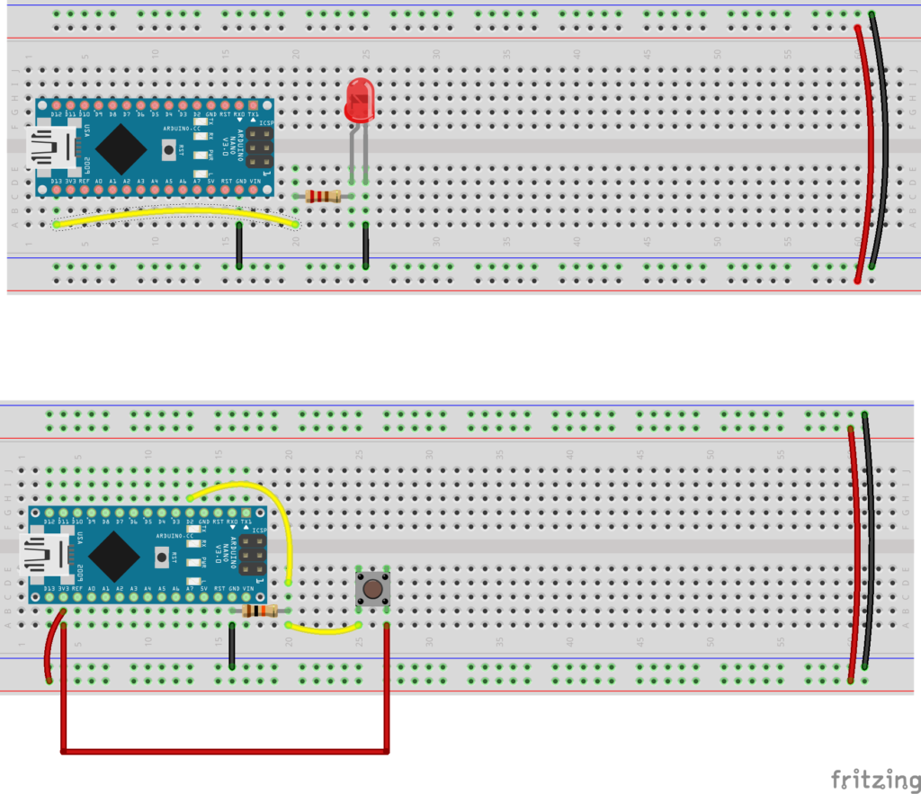 2 Arduino Nanos on 2 different breadboards